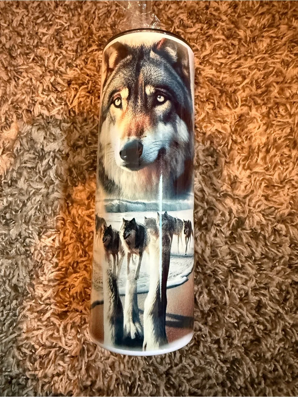 Wolves Beach Scene Decorative Tumbler - White